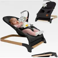 Markenlos Babywippe für geborene bis 9 kg, bequemer Stuhl mit natürlicher Bewegung, ergonomische Rückenstütze, 3-Punkt-Sicherheitsgurt, weiches atmungsaktives Gewebe, leicht