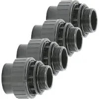 Haf 4x PVC Fittings Verschraubung O-Ring mit 63mm x 2" | Klebemuffe x Außengewinde | Adapter aus grauem PVC | PN16 für PVC Rohr & Poolverrohrung