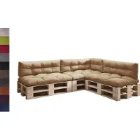 Sunnypillow Palettenkissen für Palettenmöbel - 7er Set - Palettenauflage 120 x 80 für Palettensofa - Palettenpolster für Garten, Gesteppte Kissen für Europaletten - Sitzkissen & Rückenkissen Beige
