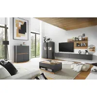 Lomadox Wohnwand CRISP-61 modern LED Beleuchtung in anthrazit mit Absetzungen in Wotan Eiche Nb.