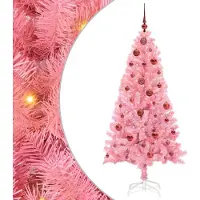 vidaXL Möbel Weihnachtsbaum mit 150 LEDs mit Ständer Rosa 150 cm PVC - Künstliche Weihnachtsbäume CLORIS6754326