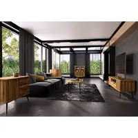 Lomadox Wohnzimmer Set 5-teilig in Eiche massiv geölt, KABALA-165