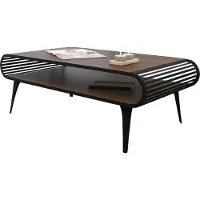 Mirjan 24 Couchtisch Aristo, Wohnzimmer Kaffeetisch, Basis aus Stahl (Farbe: Schwarz / Nuss Franklin)