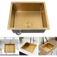 StarTech.com Küchen-/Barspüle - Einzelbecken-Spüle - 201 Edelstahl - Rechteckig - Einbau oder Unterbau - Ohne Armatur - 1 Loch - Gold