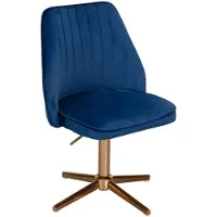 SKYPORT Schreibtischstuhl Dunkelblau Samt Design Drehstuhl mit Lehne, Schalenstuhl 120 kg Höhenverstellbar, Arbeitsstuhl ohne Rollen, Stuhl Schreibtisch Home-Office Drehbar