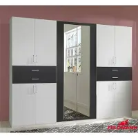 Wimex Kleiderschrank Schlafzimmer Schrank Taiga weiß / anthrazit 270cm 10-türig