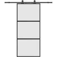 Syfax Schiebetür mit Beschlag Schwarz 90x205 cm Hartglas