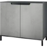 Vladon Kommode Sylt V3, Moderner Küchenschrank mit 2 großen Türen Anthrazit matt / Beton Oxid Optik (92,5 x 83.5 x 35)
