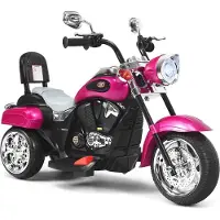 Goplus 6V Elektromotorrad mit Hupe, Dreirad Kindermotorrad mit Vor-und Rückwärtsschalter, Elektrisches Motorrad, Mortorcycle, Elektrofahrzeug für Kinder, PP-Material (Rosarot)