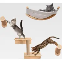 Markenlos Katzen kletterwand Set, 5-teilig Katzenmöbel mit Katzen-Wandstufen Katzenliege Kratzbaum, Innenmöbel für Katze Schlafen Spielen Lounging