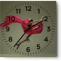 ARTTOR Wanduhr - Quadrat - Glasuhr - Tänzer Ballett Künstler - 30x30cm - Schleichendes Uhrwerk - Lautlos - zum Aufhängen bereit - Dekoration Modern - Wanddekoration aus Glas - C4AC30x30-5037