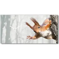 Tulup Wanduhr aus Glas – 60x30 cm - Glasbild - Glasuhr - Gehärtetes Glas - weisse-zeiger - Eichhörnchen