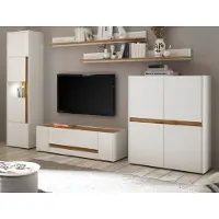 Furn.Design Wohnwand "Center" in weiß mit Wotan Eiche, Schrankwand Set 5-teilig 330 cm