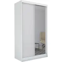 ALTDECOR Kleiderschrank mit Spiegel und Schiebetüren, kugelgelagerte Führungsschienen und Aluminium-Leisten - PARTI - 150 cm - Weiß