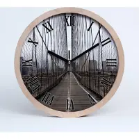 Tulup Holzuhr 30fi cm wanduhr - schwarze Spitzen - Brooklyn Brücke