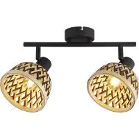 Licht-Erlebnisse Deckenstrahler Metall Holz E14 verstellbar Schwarz Natur 2-flammig länglich Modern Spot Lampe Decke