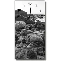 Tulup Glasuhr Wanduhr Küchenuhr Echt-Glas 30x60 Steine Grau