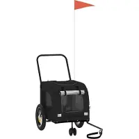vidaXL Möbel schwarzer Haustierkinderwagen Schwarz Metall, Stoff - Fahrradanhänger 93849