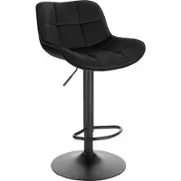 EUGAD 1 x Barhockr, höhenverstellbar, drehbar, Polsterhocker, Samt, Schwarz