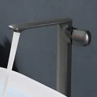 Doporro Wasserhahn Bad Waschtischarmatur Hoch mit Auslaufhöhe 259mm Vollmessing-Körper Mischbatterie für Waschbecken Armaturen Badarmatur Grau 1180H