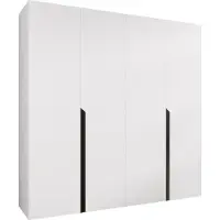 Mirjan 24 Kleiderschrank Mila 1 200, Schlafzimmer, Kleiderschrank, mit vier Drehturen und mit zwei Kleiderstange, Modern, Garderobenschrank (Farbe: Weiß + Schwarz)