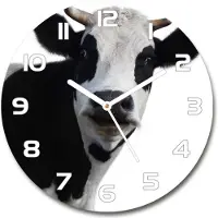 Tulup Wanduhr aus Glas 30fi Glasbild Glasuhr Gehärtetes Glas - weisse-zeiger - A bred cow