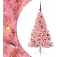 vidaXL Cloris DesignMöbel Künstlicher vorbeleuchteter Weihnachtsbaum Rosa 150cm PVC - Künstliche Weihnachtsbäume DE631057