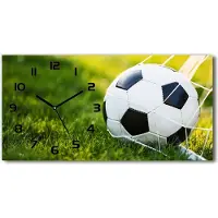 Tulup Wanduhr aus Glas – 60x30 cm - Glasbild - Glasuhr - Gehärtetes Glas - schwarze-zeiger - Ball im Tor
