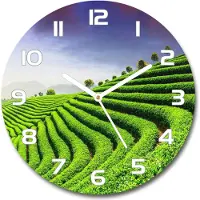 Tulup Wanduhr aus Glas 30fi Glasbild Glasuhr Gehärtetes Glas - weisse-zeiger - Tea plantation
