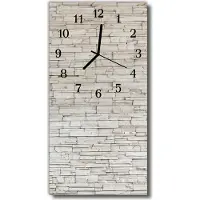 Tulup Glasuhr Wanduhr Küchenuhr Echt-Glas 30x60 Steinmauer Beige