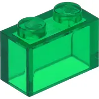 LEGO 1x2 Stein 3065 - 250 Stück Transparent Grün