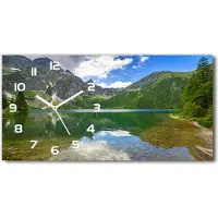 Tulup Wanduhr aus Glas – 60x30 cm - Glasbild - Glasuhr - Gehärtetes Glas - weisse-zeiger - Sea Auge des Tatra