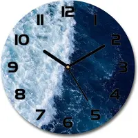 Tulup Wanduhr aus Glas 30fi Glasbild Glasuhr Gehärtetes Glas - schwarze-zeiger - Sea waves