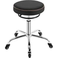 Woltu Rollhocker höhenverstellbar, Bürohocker 360° drehbar, rund, Kunstleder : Schwarz Farbe: Schwarz