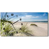 Tulup Wanduhr aus Glas – 60x30 cm - Glasbild - Glasuhr - Gehärtetes Glas - schwarze-zeiger - Mrzeżyno Strand