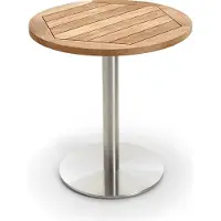 Natur24 Gartentisch Bistrox 95 cm rund Platte Teak Recycelt Gestell Edelstahl Gebürstet