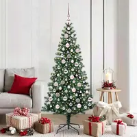 vidaXL "Schlussverkauf" Künstlicher vorbeleuchteter Weihnachtsbaum(1 pc) - Kunstbaum/Tannenbaum - Grün 180 cm C7737