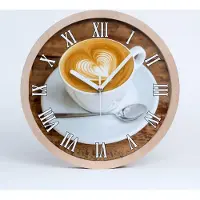 Tulup Holzuhr 25fi cm wanduhr - weiße Spitzen - Kaffee wiliżance