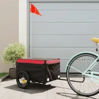 vidaXL Möbel Fahrradanhänger Schwarz und Rot 30 kg Eisen - Fahrradanhänger &8445