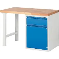 RAU Werkbank mit Schrank - 1 Schublade - 180:1 - 890 x 1.250 x 700 mm (HxBxT) - Traglast 1.000 kg - Buche