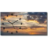 Tulup Wanduhr aus Glas – 60x30 cm - Glasbild - Glasuhr - Gehärtetes Glas - schwarze-zeiger - Sonnenuntergang
