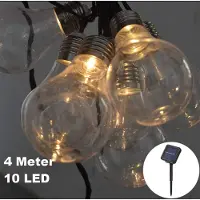 Trade-Shop 10 LED / 4 Meter Solar Lichterkette Glühbirnen Deko Warm-Weiß Solarbetrieben zum Schmücken Deko Party Licht Beleuchtung
