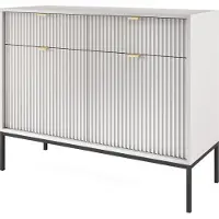 Masseno Kommode STELLARE 104 cm Sideboard mit 2 Schubladen und 2 Türen für Wohnzimmer Schlafzimmer Modern 104x39x83 cm Grau / Grau