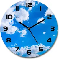 Tulup Wanduhr aus Glas 30fi Glasbild Glasuhr Gehärtetes Glas - schwarze-zeiger - Clouds in the sky
