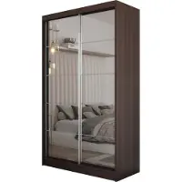 Masseno Schiebetürenschrank FIORELLA 120 cm Kleiderschrank Schlafzimmer Schrank 2-türig mit Spiegel Wengefarben