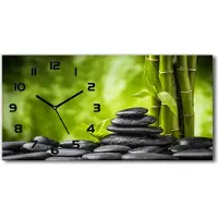 Tulup Wanduhr aus Glas – 60x30 cm - Glasbild - Glasuhr - Gehärtetes Glas - schwarze-zeiger - Zen Steine