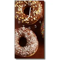 Tulup Glasuhr Wanduhr Küchenuhr Echt-Glas 30x60 Donuts Braun