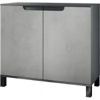 Vladon Kommode Sylt V3, Moderner Küchenschrank mit 2 großen Türen Anthrazit matt / Beton Oxid Optik (92,5 x 84.5 x 35)