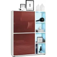 Vladon Highboard Schrank Anrichte Cuba mit 8 Fächern, Germany, Korpus in Weiß matt / Fronten in Bordeaux Hochglanz, mit RGB LED Beleuchtung