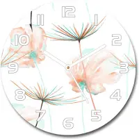 Tulup Wanduhr aus Glas 30fi Glasbild Glasuhr Gehärtetes Glas - weisse-zeiger - Dandelion